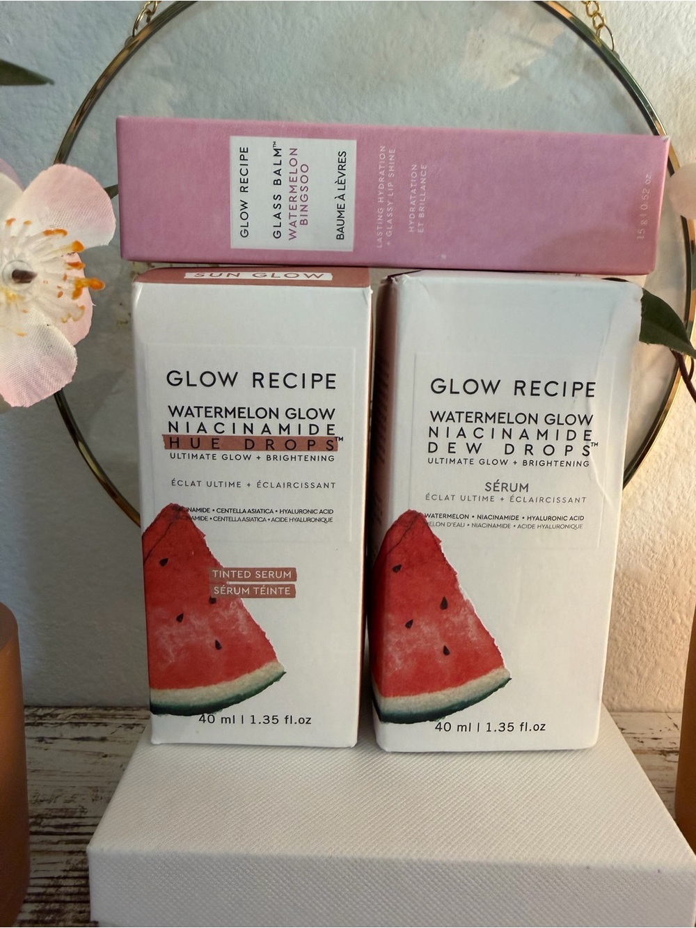 Glow Recipe Watermelon Glow Niacinamide Dew Drops & Glass balm bundle